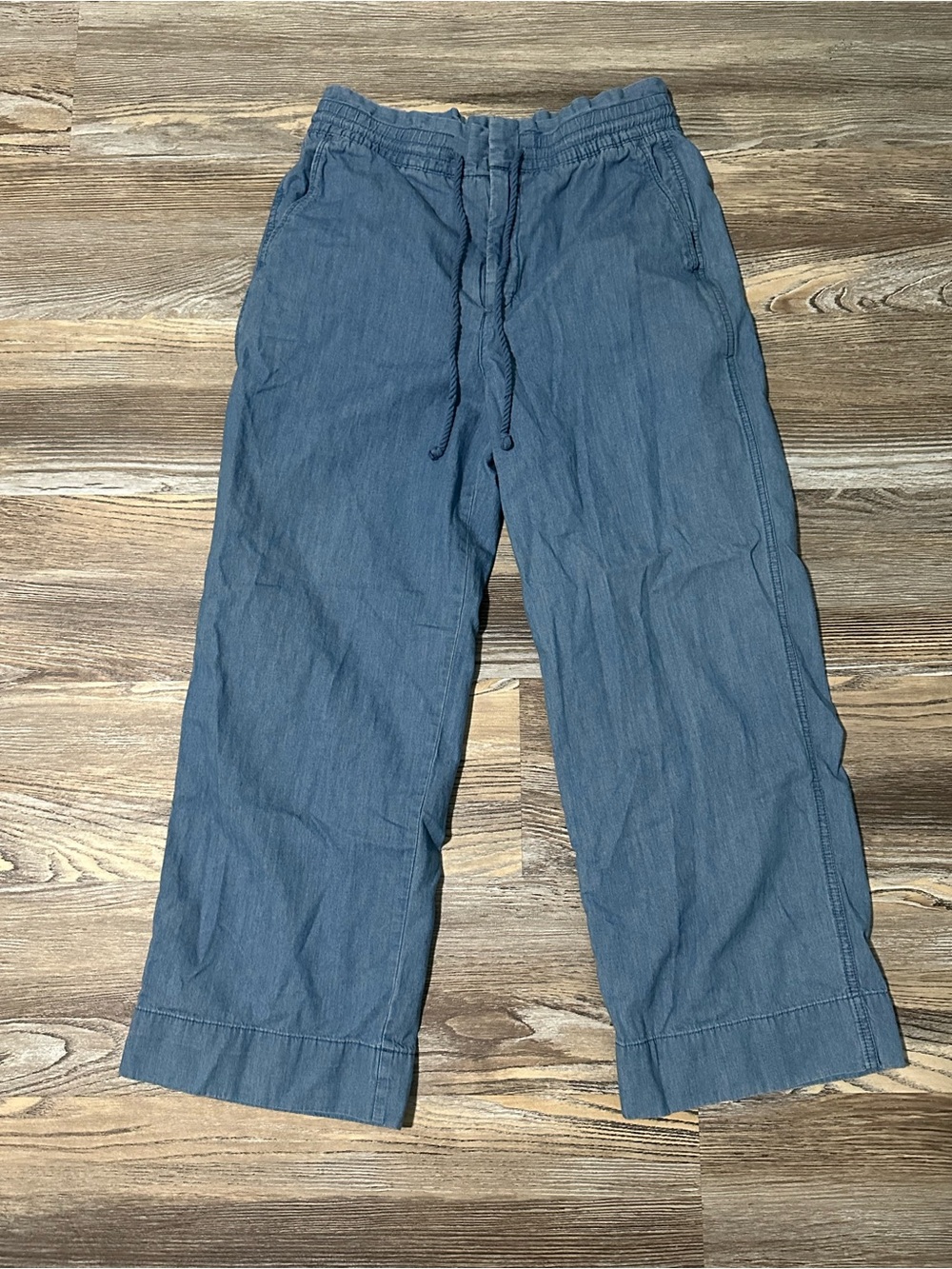 GAP Wide Leg Drawstring Pants in Denim Blue